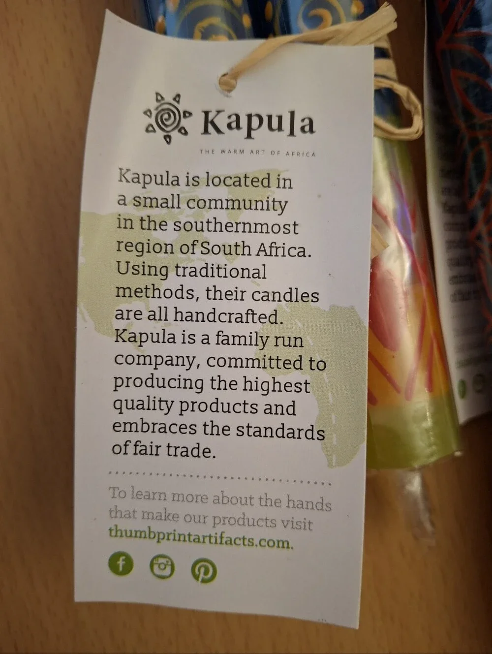 Kapula Handmade Multicolor African Decorative Taper/Dinner Candles, 2 Pack
